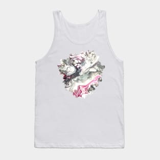 Pink/Silver/White Acrylic Pour Painting Tank Top